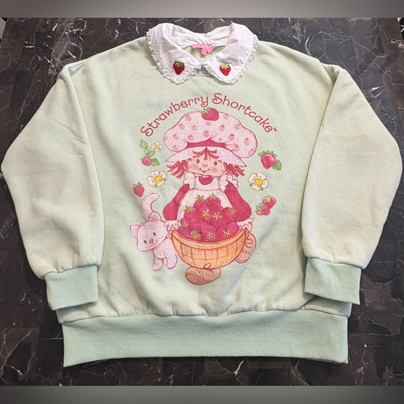 Dolls Kill Strawberry Shortcake Sweatshirt with lace & embroidery details. - Picture 13 of 16